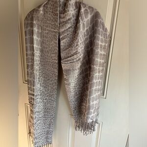 Silver metallic fringe scarf